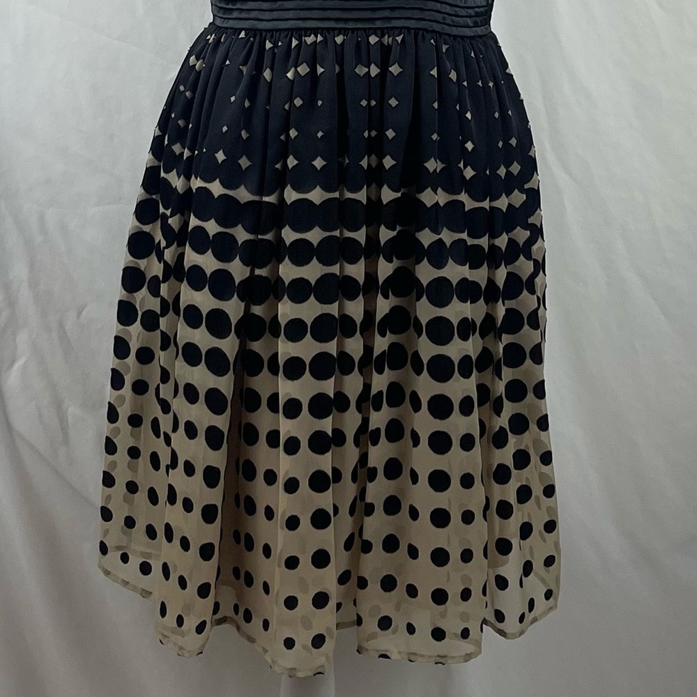 Anthropologie Burlapp Black Tan Sleeveless Polka Dot Dress NWOT Size 6 - Picture 4 of 13